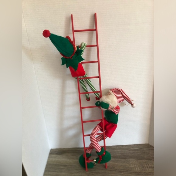 Vtg Santa and Elf Climbing Ladder Decor - Picture 6 of 15